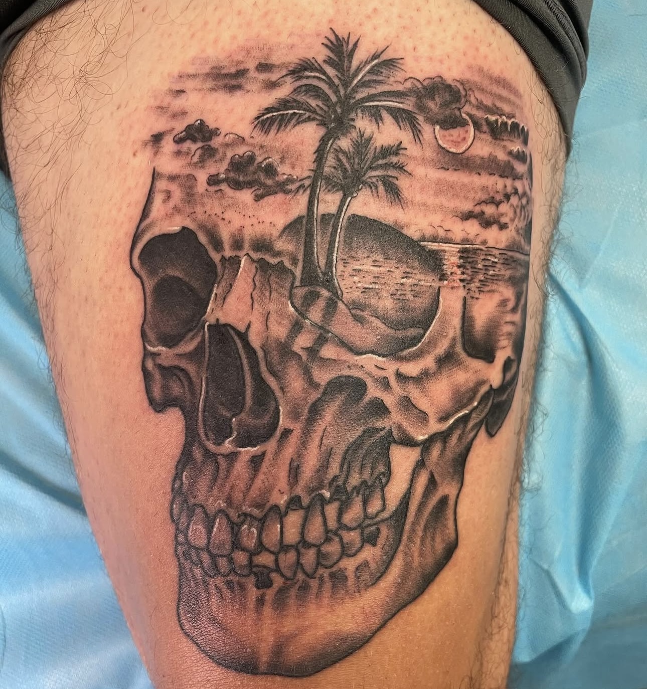 Skull with beach scene